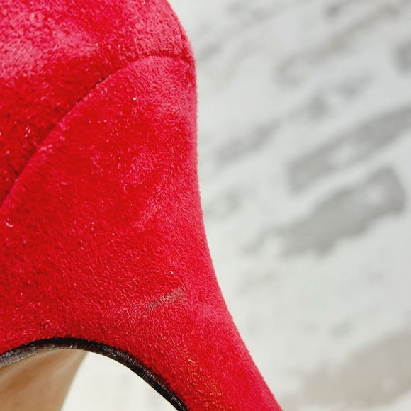 The Collection Red Suede Pointed Toe Slip On Heels O 398 - Picture 12 of 13
